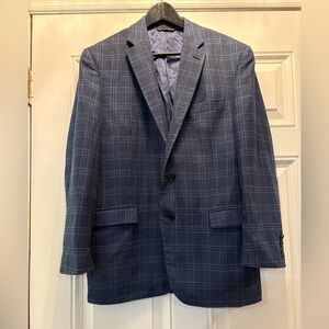 Lauren RL Navy Checkered Wool/Silk Men's Blazer‎ 42R Dapper Debonair Dashing
